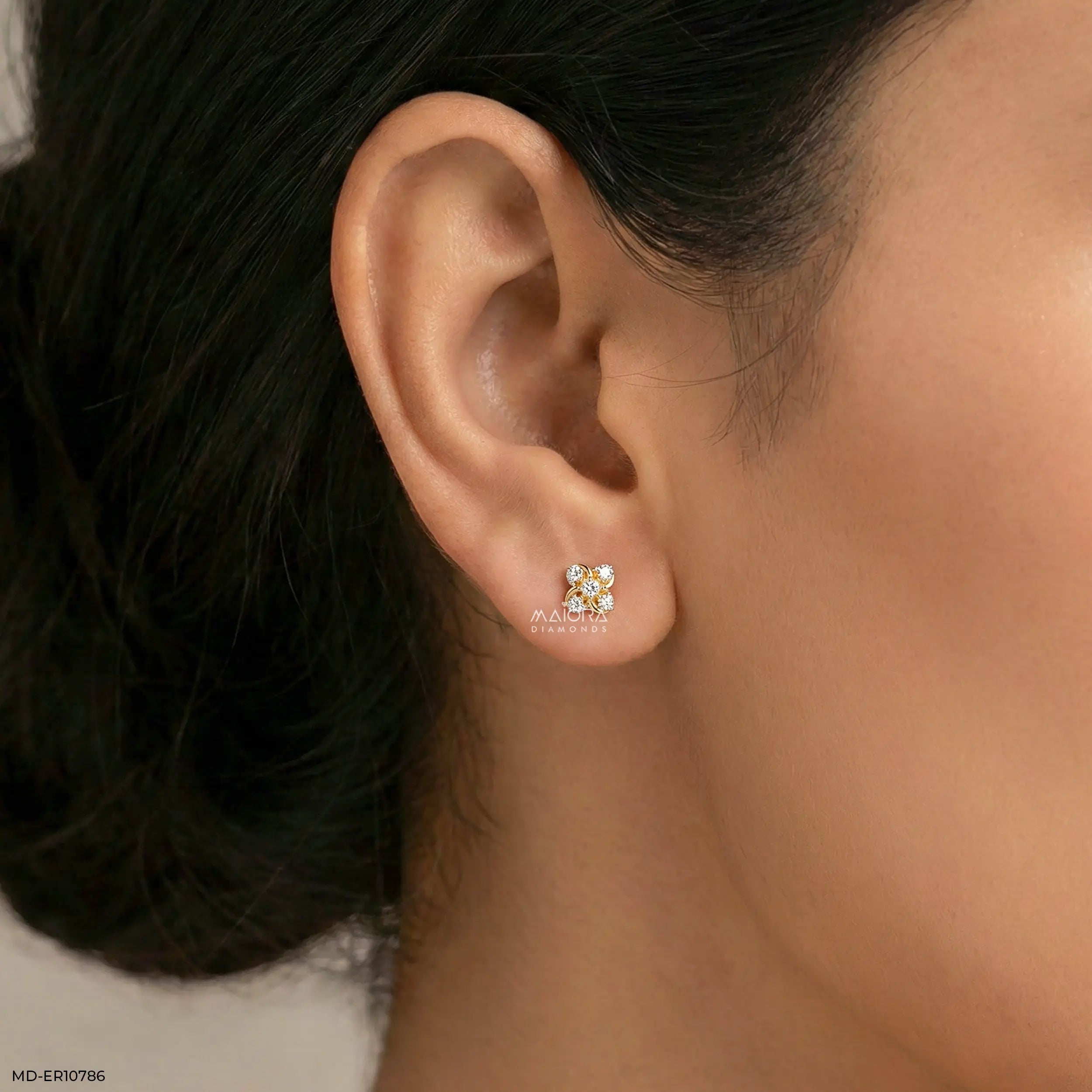 Criss Cross Diamond Earrings 9K Yellow Gold