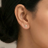 Warped Bloom Diamond Earrings 9K White Gold