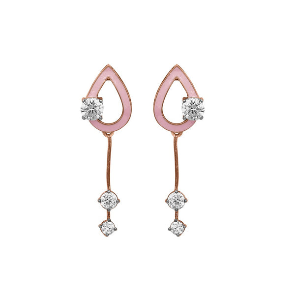 Elliptic Diamond Danglers 14K Rose Gold