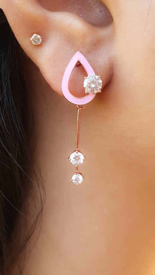 Elliptic Diamond Danglers 14K Rose Gold