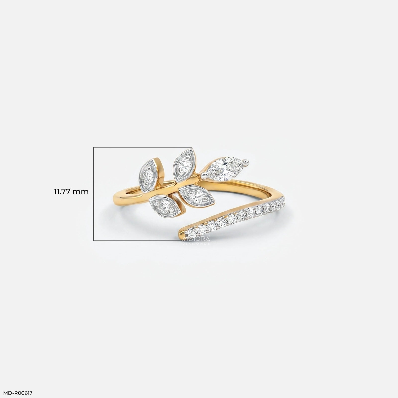 Nature Leaf Bypass Diamond Ring