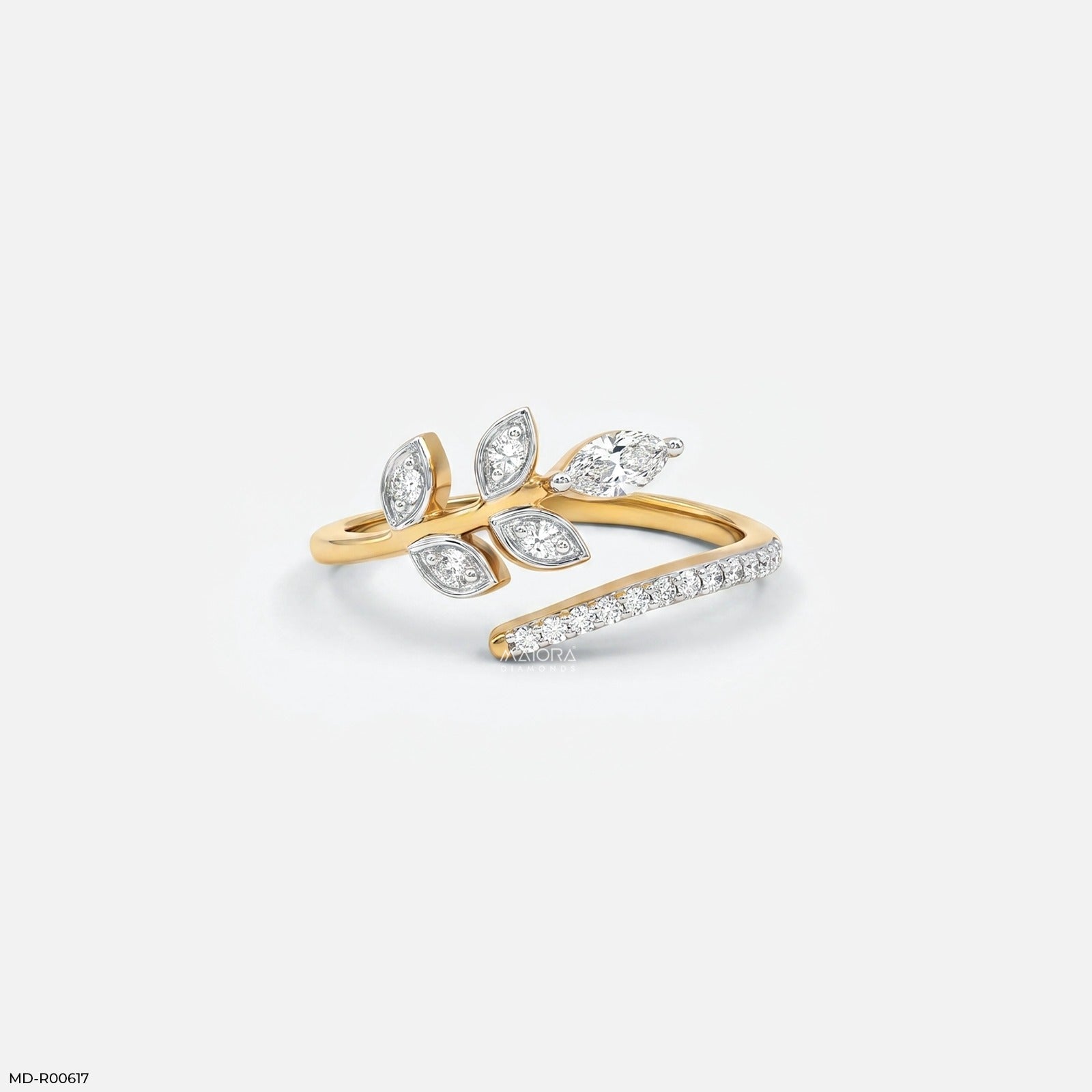 Nature Leaf Bypass Diamond Ring