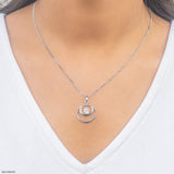 0.50 Carat Double Circle Pendant 14K White Gold