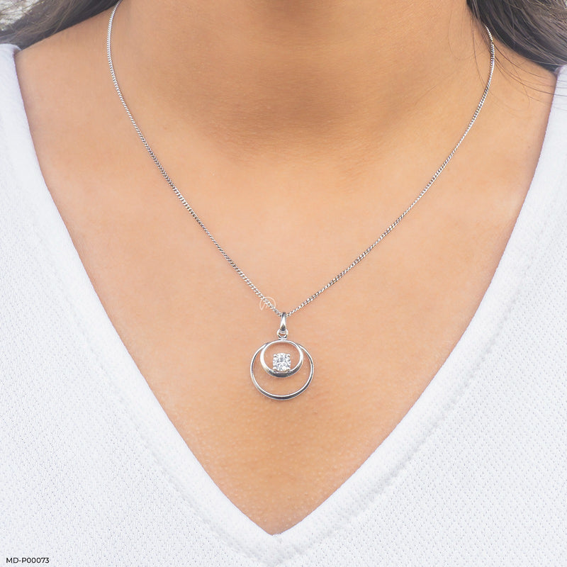 0.50 Carat Double Circle Pendant 14K White Gold