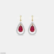 Ruby Drop Diamond Earrings