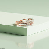0.60 Carat Glamour Grid Round Band Diamond Ring 14K Rose Gold