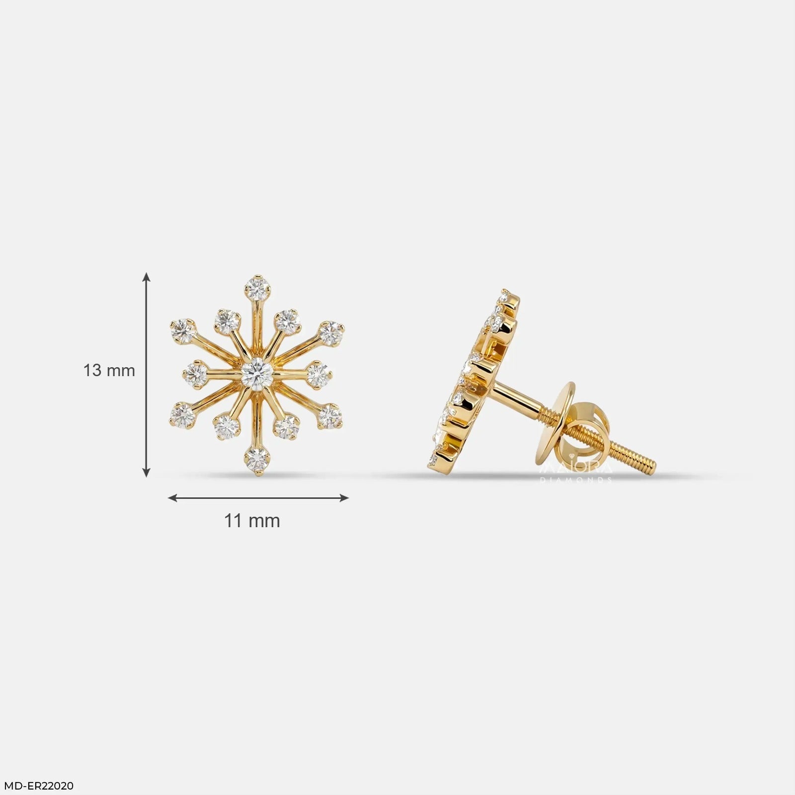 0.43 Carat Stella Polaris Lab Diamond Earrings 9K Yellow Gold