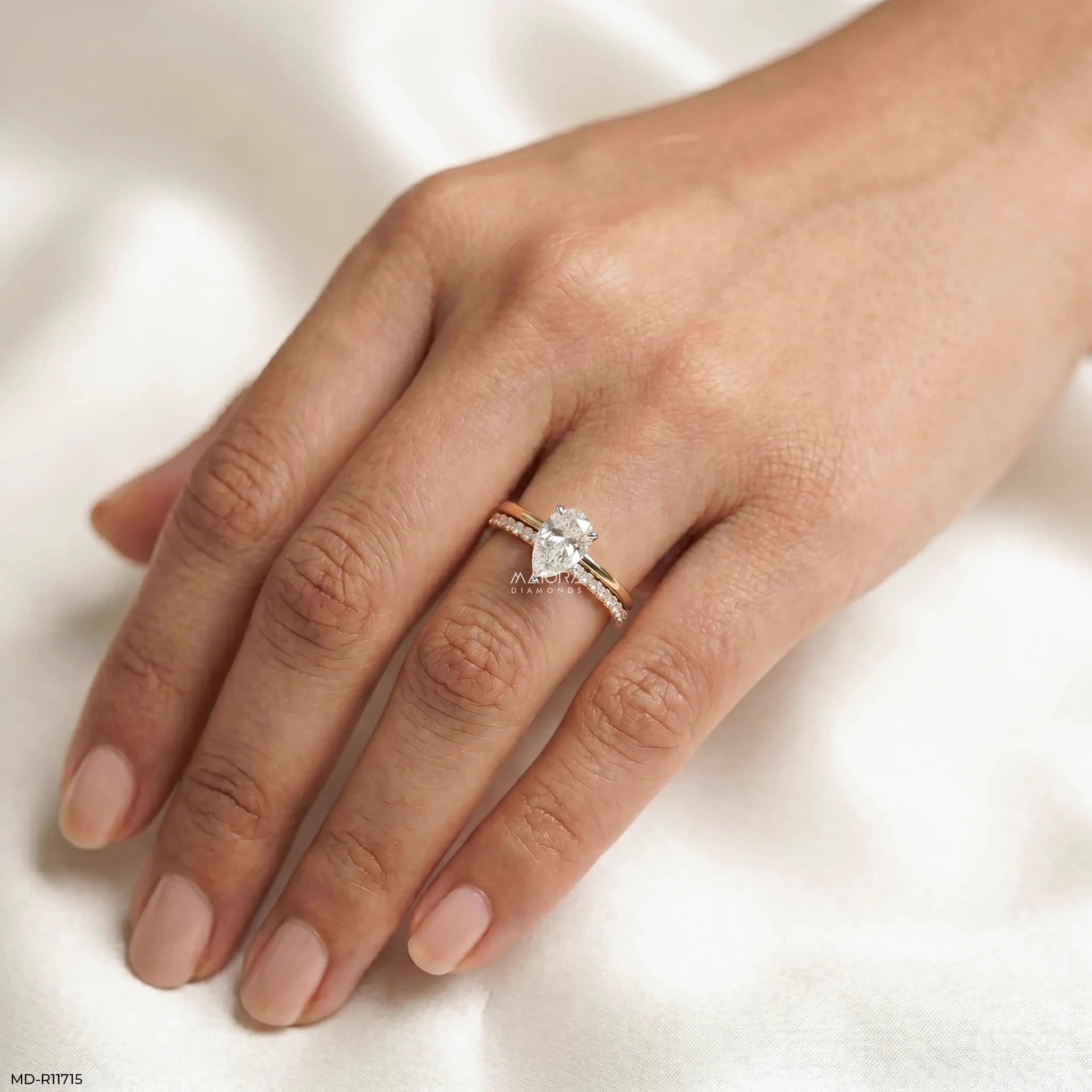 Evara Teardrop Solitaire Diamond Ring 9K White Gold