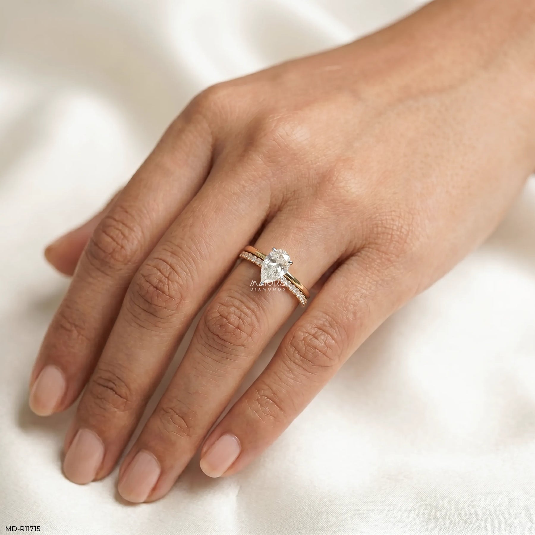 Evara Teardrop Solitaire Diamond Ring Platinum 950