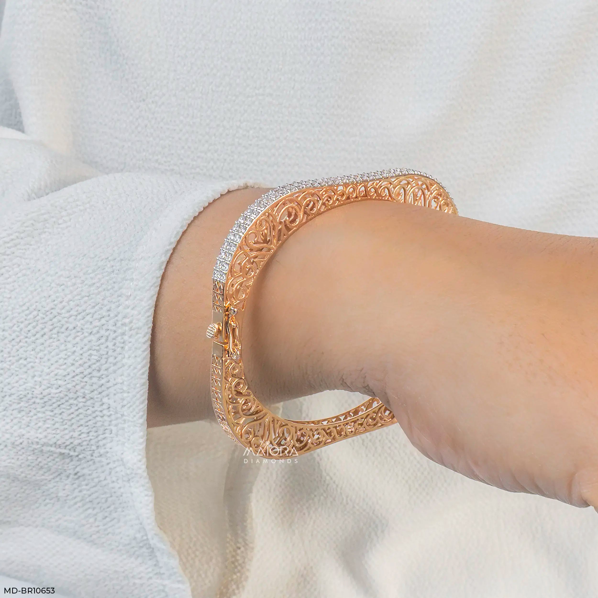 Legacy Filigree Diamond Kada Bracelet 9K Yellow Gold