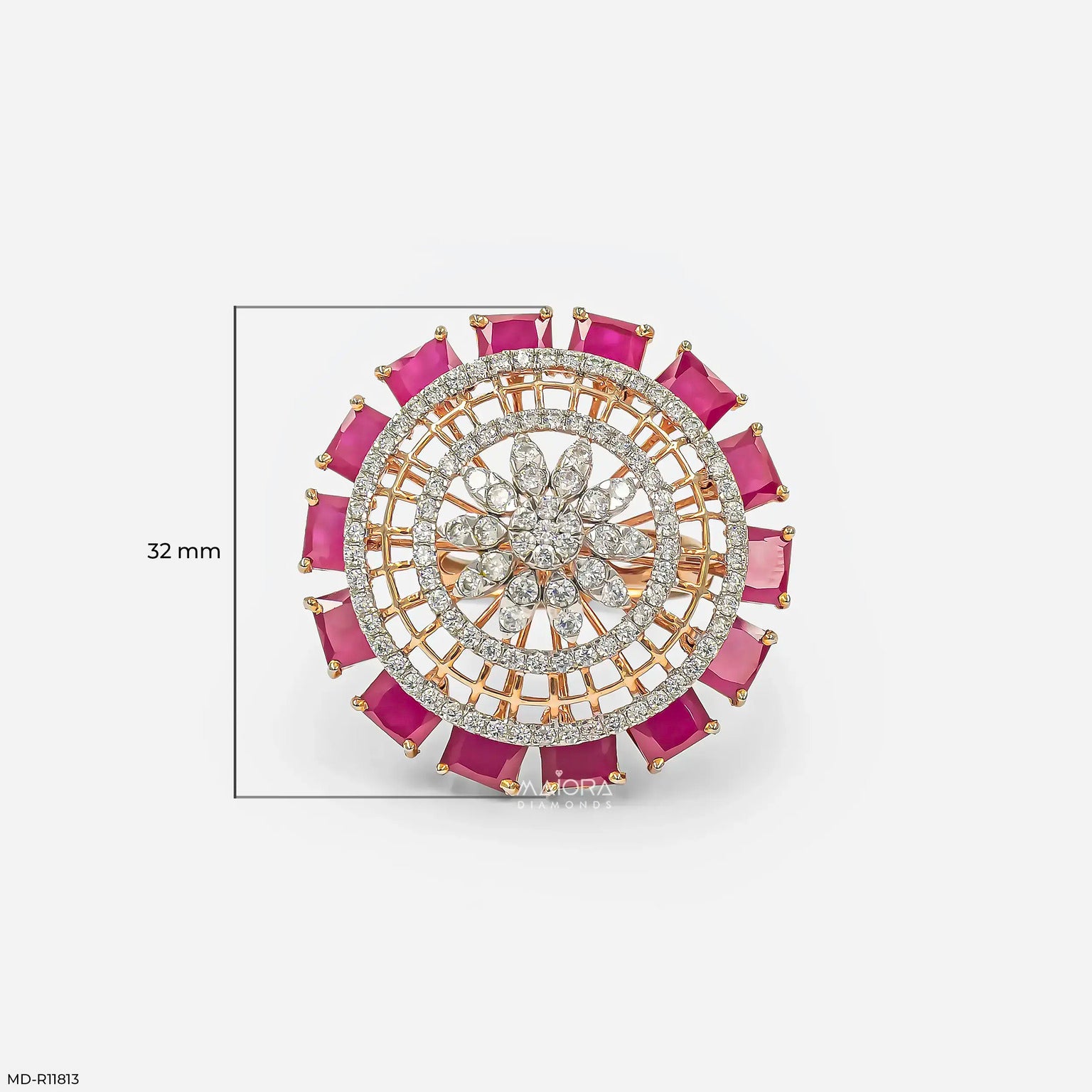 Halo Ruby Border Diamond Cocktail Ring