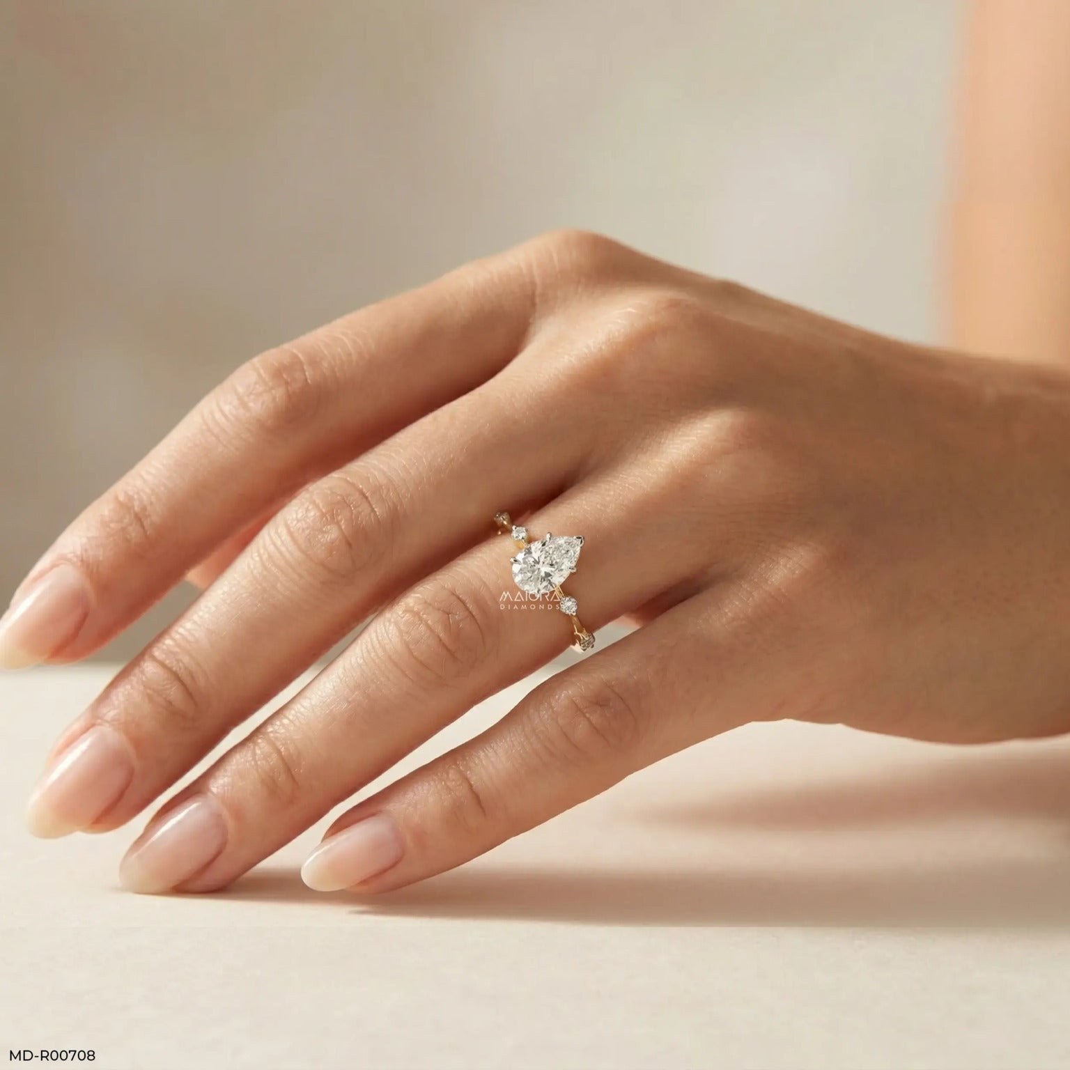 Avyra Pear Solitaire Diamond Ring