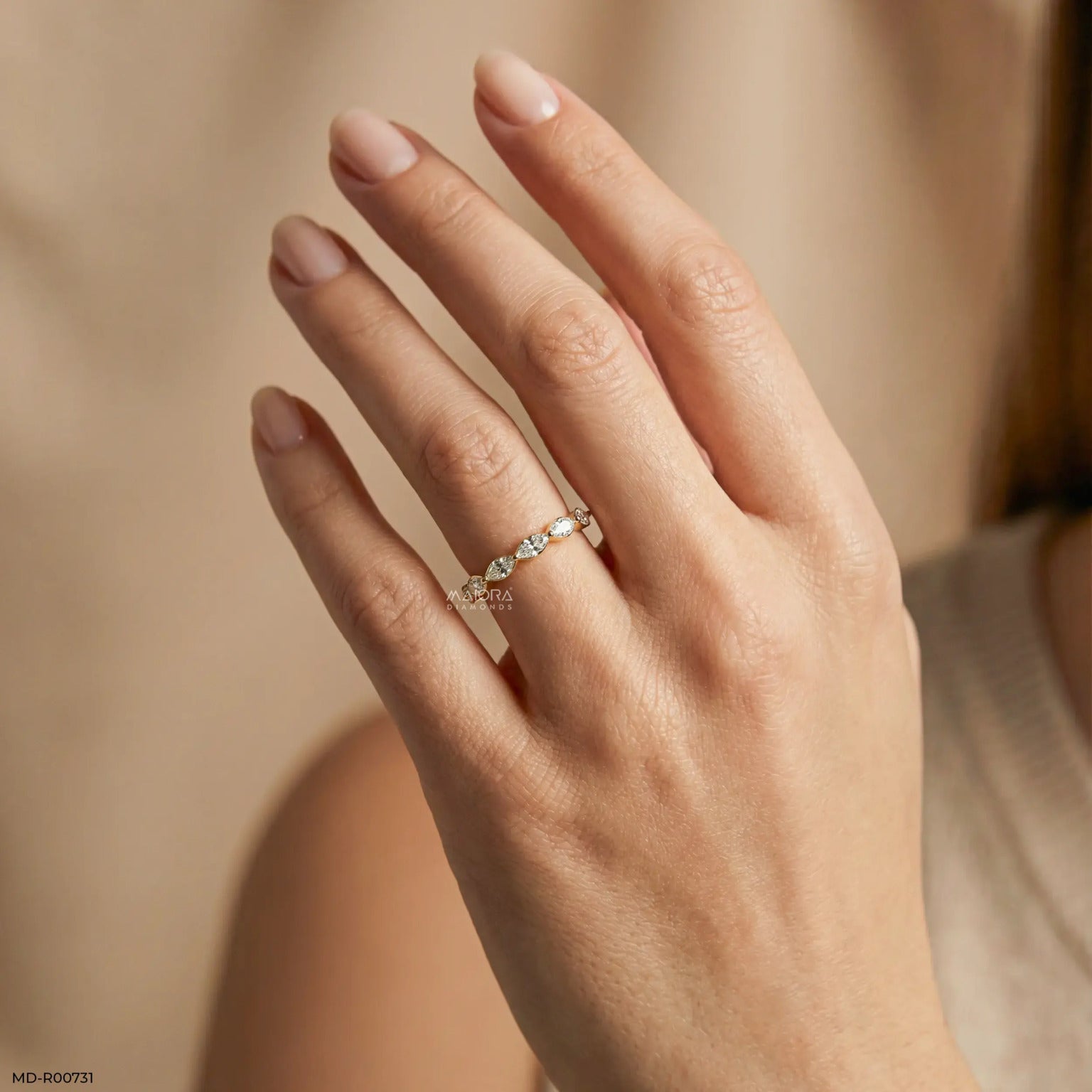 Half Serenity Marquise Diamond Ring