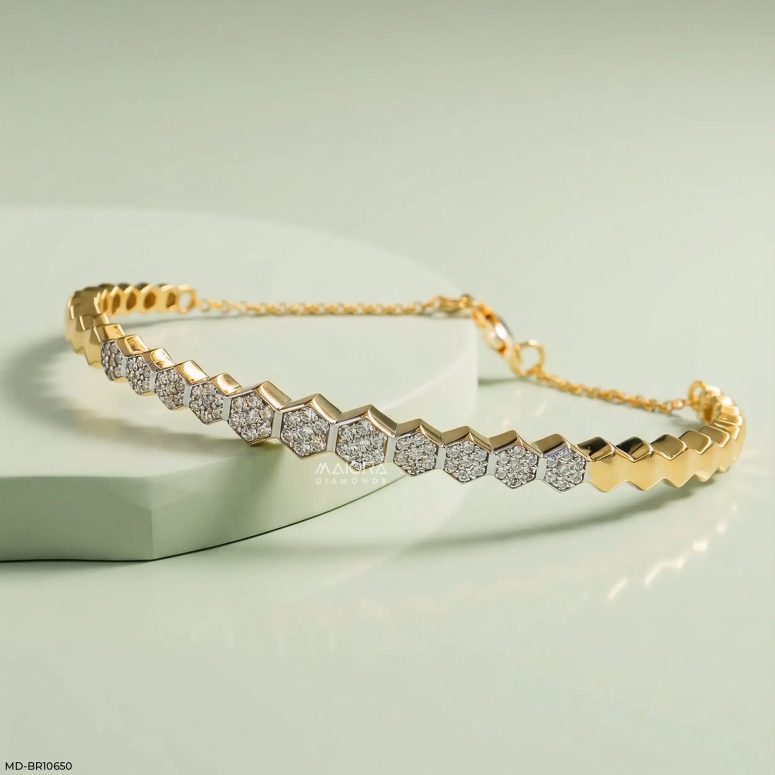 Golden Hexa Liner Diamond Bracelet