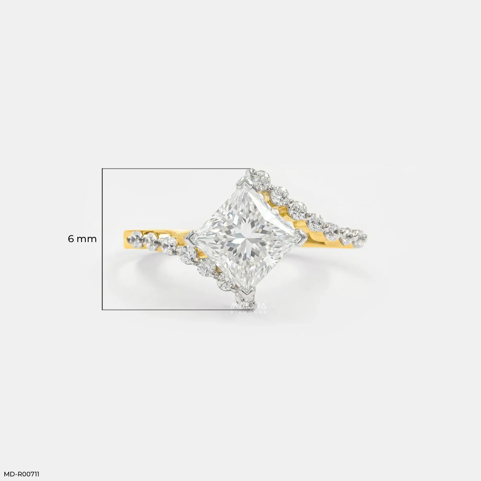 Sqaure Bypass Solitaire Diamond Ring