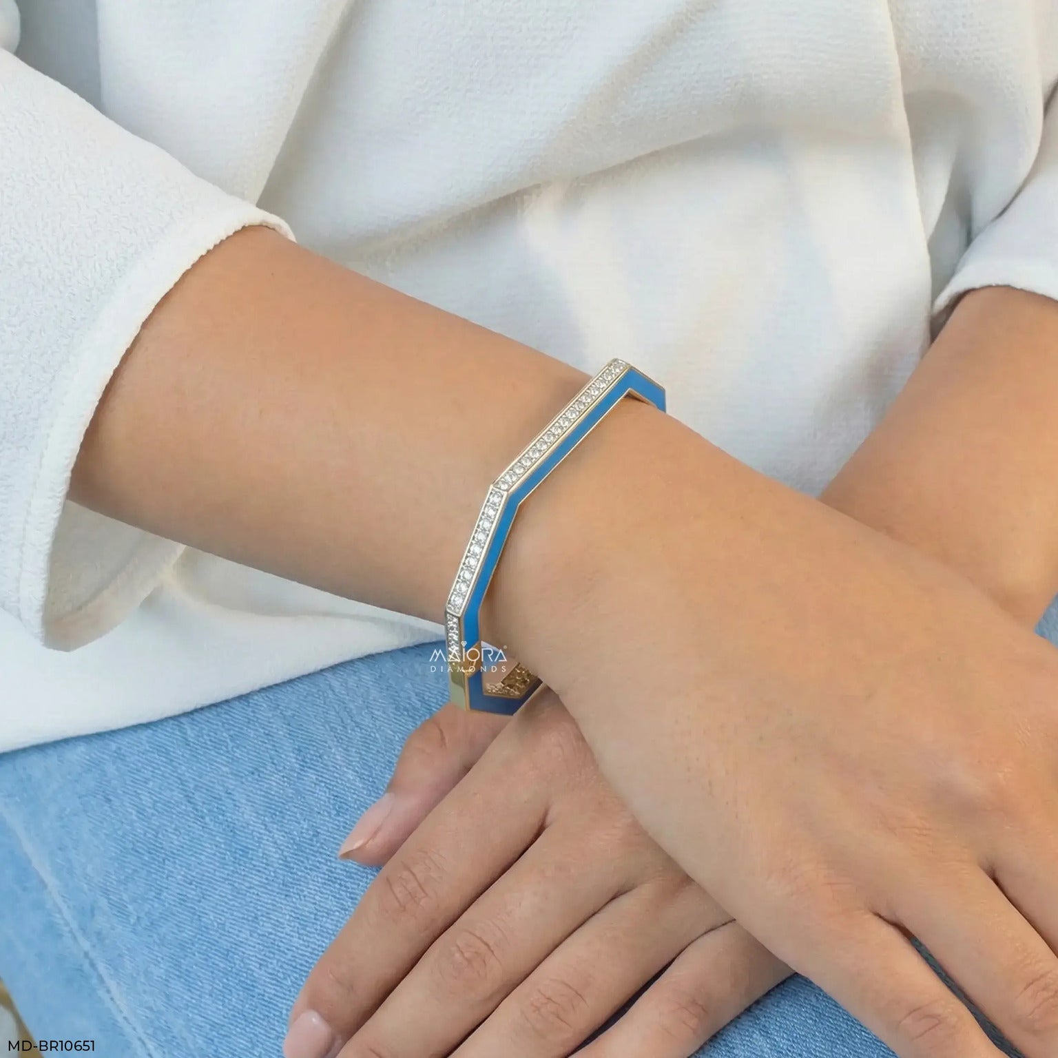 Indigo Hex Grid Diamond Kada Bracelet